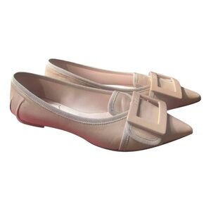 Roger Vivier Belle Vivier Buckle Flats 37 Nude Blush Leather